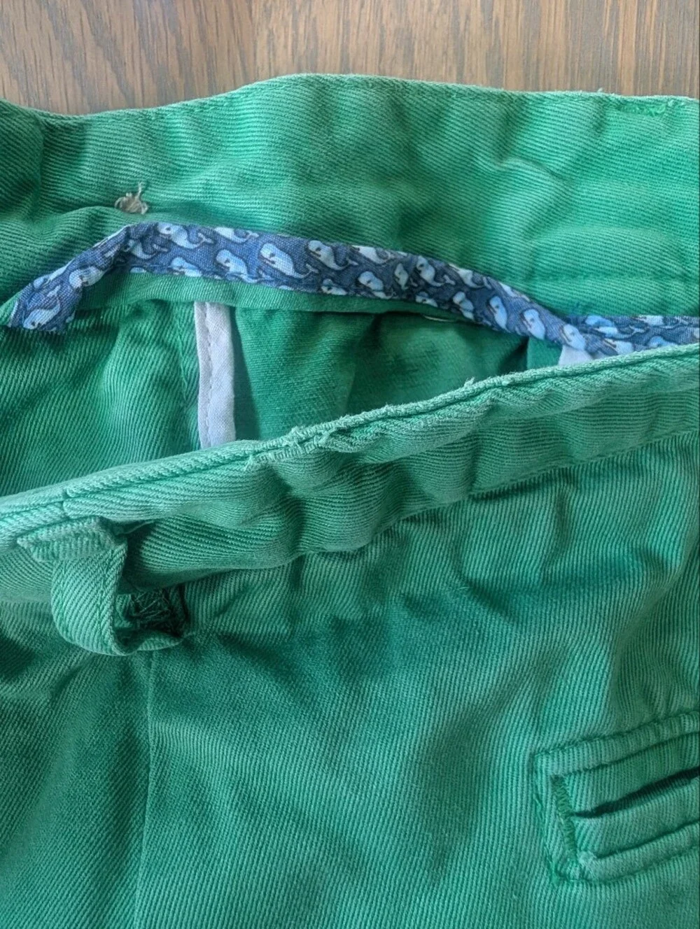 Vineyard Vines Green Cotton Twill Club Shorts Men's 36 Classic Chino Casual